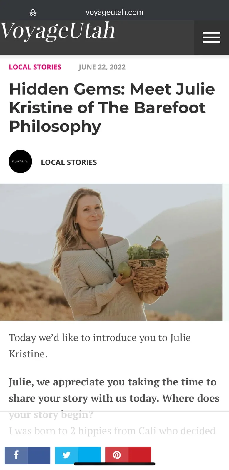 Hidden Gems: Meet Julie Kristine of The Barefoot Philosophy (VoyageUtah)